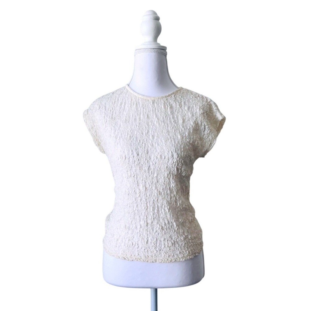 Abercrombie Sheer Lace Top Creamy White Fitted Never Worn Sz S